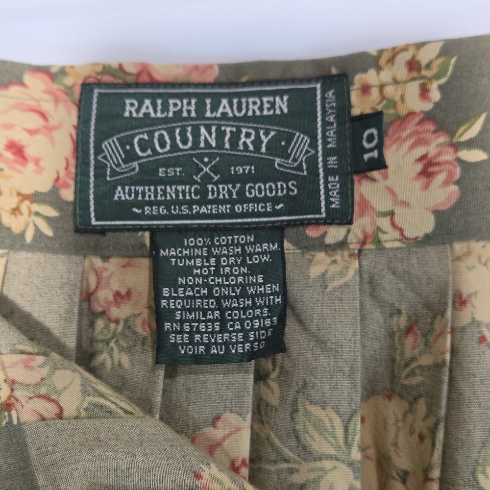 Ralph Lauren Country Floral Midi Skirt Sz 10 Cottage Rose Challis Cotton Romance - Picture 2 of 9